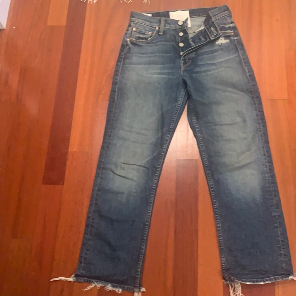 MOTHER Blue Distressed Women Jeans